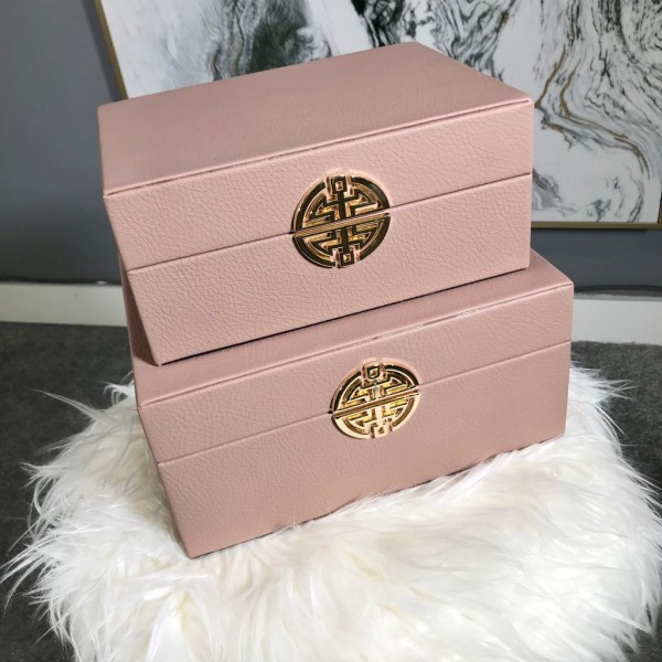 Chimes Set of 2 Pink Faux Leather Jewellery Boxes